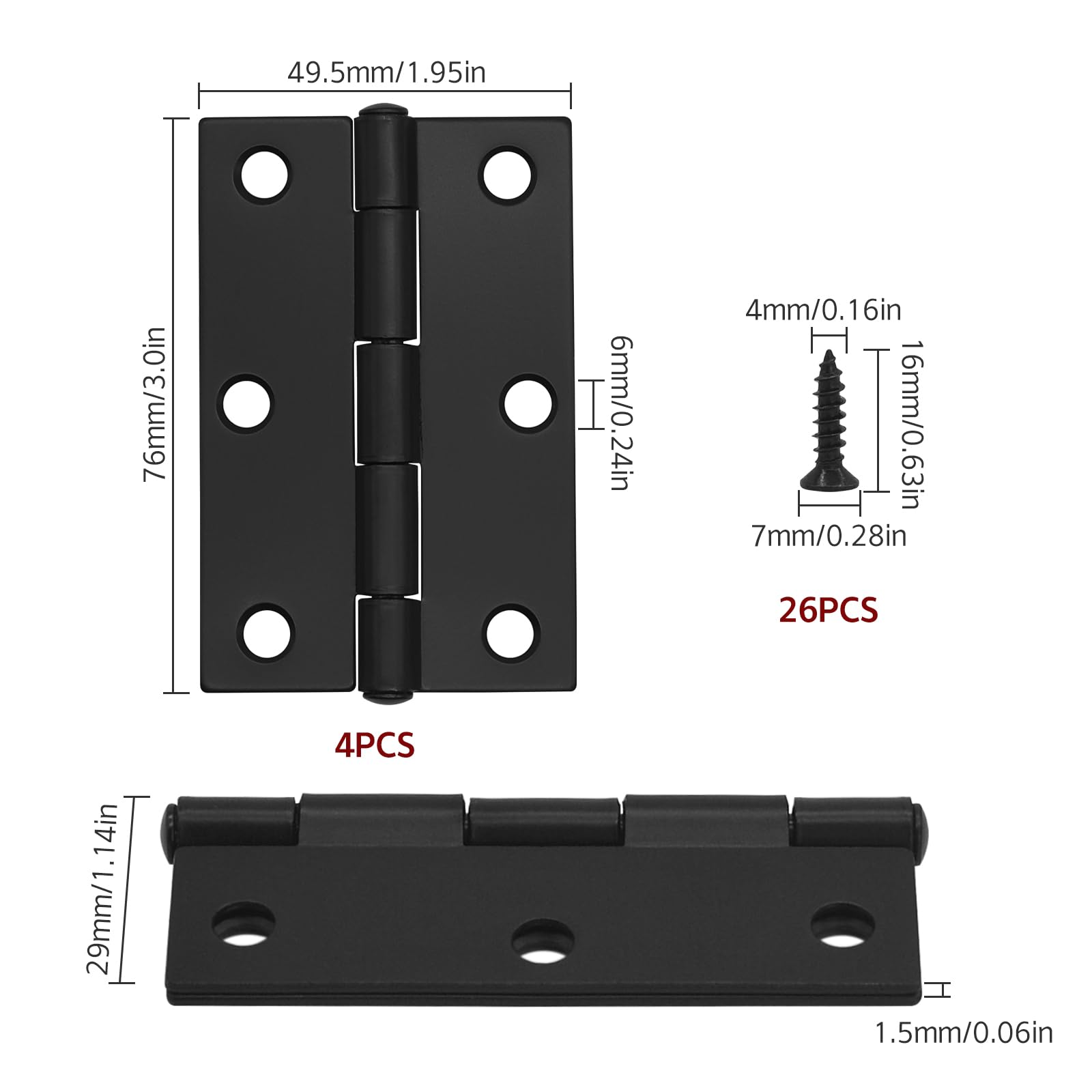JJWNMLL Door Hinges 4 pcs - Image 2