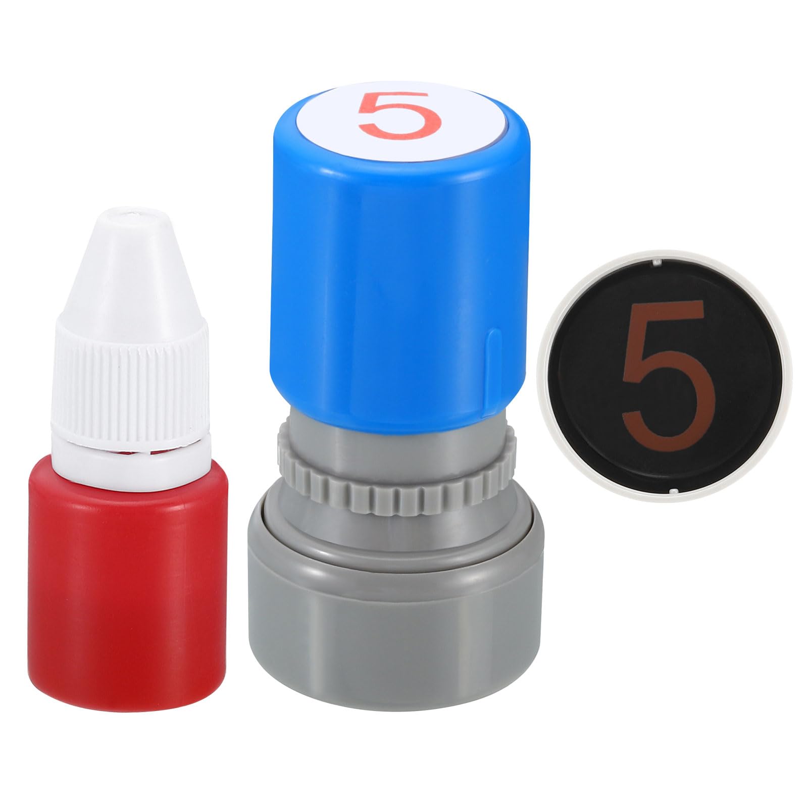 PATIKIL Self Inking Number Stamps, Numeral 5, Teacher & Initial Stamp, Red Ink for Class Notebook & Scrapbooking