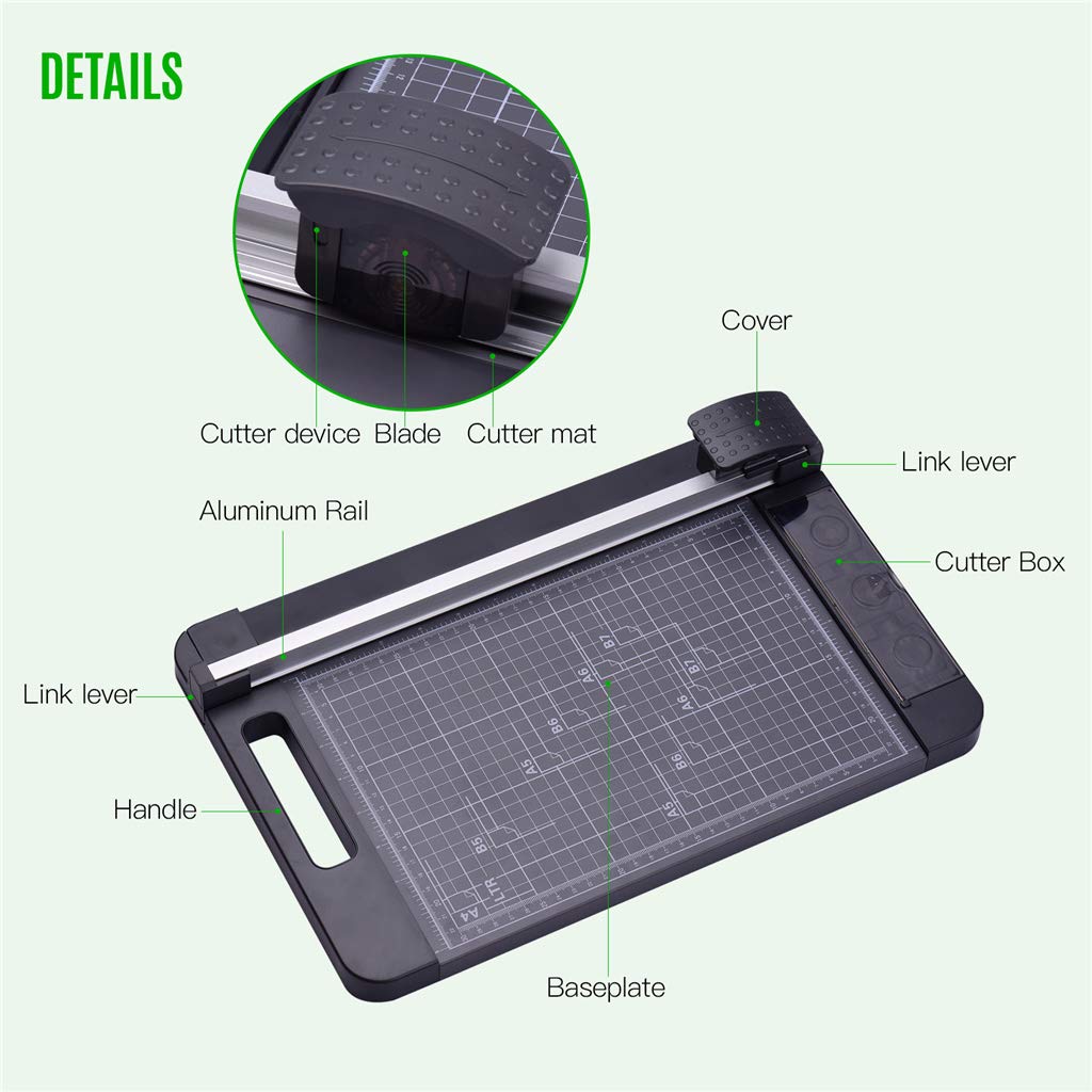 Taglierina per carta, taglierina per carta A4, 3-in-1 Paper Trimmer, Multi-Functional A4 Paper Cutter with 12.6 Inch Cut Length, Straight Skip Wave Cutter for Photo Handcraft Project Label Cutting