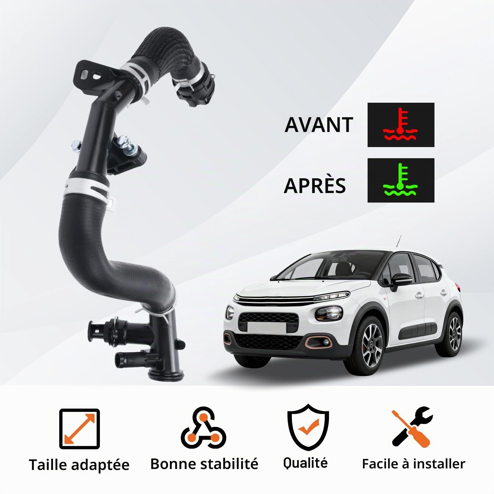 Tube Liquide Refroidissement Compatible avec C3 DS5 C4 PICASSO 9804208380 Tuyau Liquide Refroidissement Compatible avec 308 508 EXPERT PARTNER Tube D'entrée Refroidissement