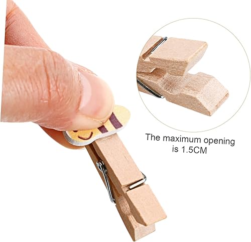 Miniatura 3 de ABOOFAN 40 piezas de gancho resistente decoración de madera mini pinzas para la ropa de belén regalos de manualidades foto mini clip foto papel