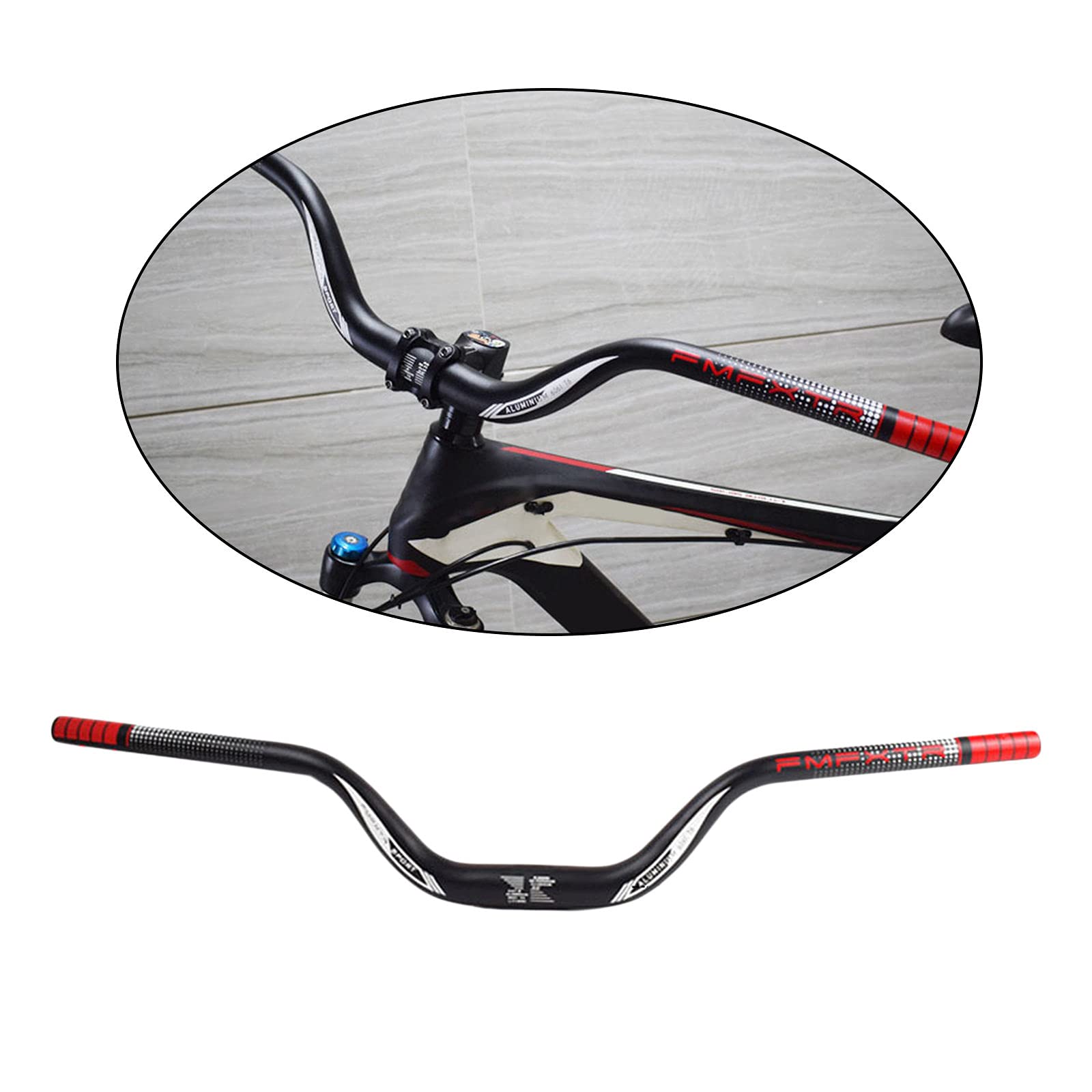 Generic Manubrio Leggero per Mountain Bike MTB Down Hill DH Bicicletta Barra Riser Extra Lunga 31,8 mm 720 mm Manubrio rialzato Alto - 720mm Rosso