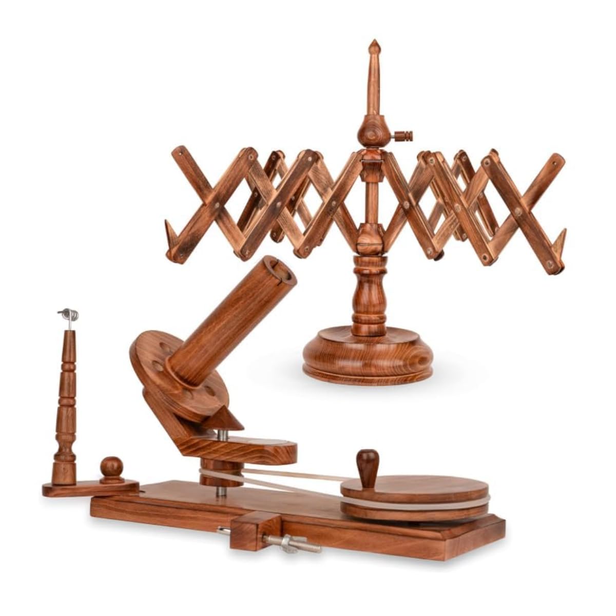 Handicraft Wooden Yarn Ball Winder with Yarn Swift | Hand Operated Wool Speedy Winder & String Holder for Knitting & Crochet | Antique Finish