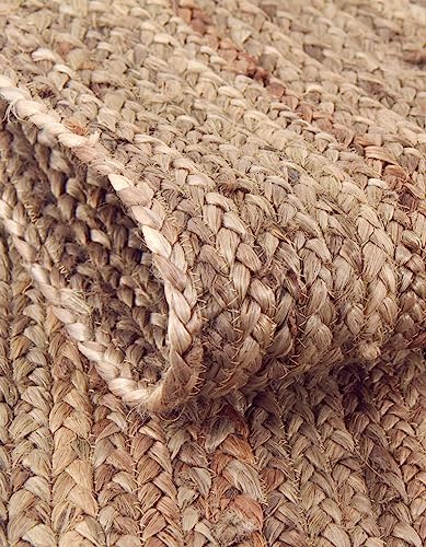 Image of Unique Loom Braided Jute Collection Area Rug - Dhaka (1' 2 inch x 8' Table Runner, Natural)