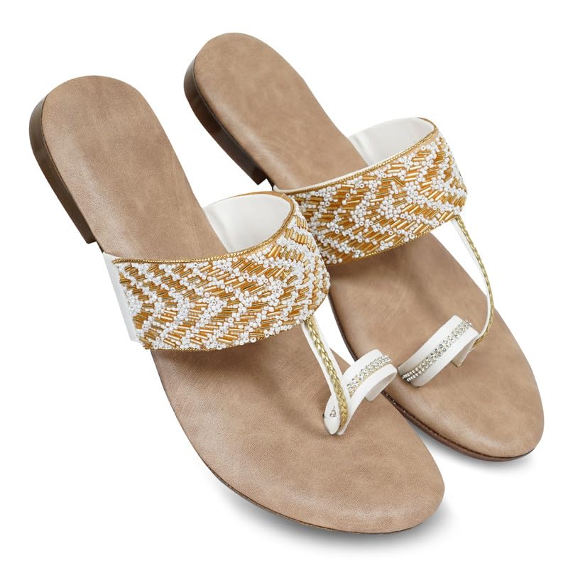 Image of DFR Flip Flops for Women Daily Use Comfortable Ethnic Embroidered Girls Slippers flipflops chappals