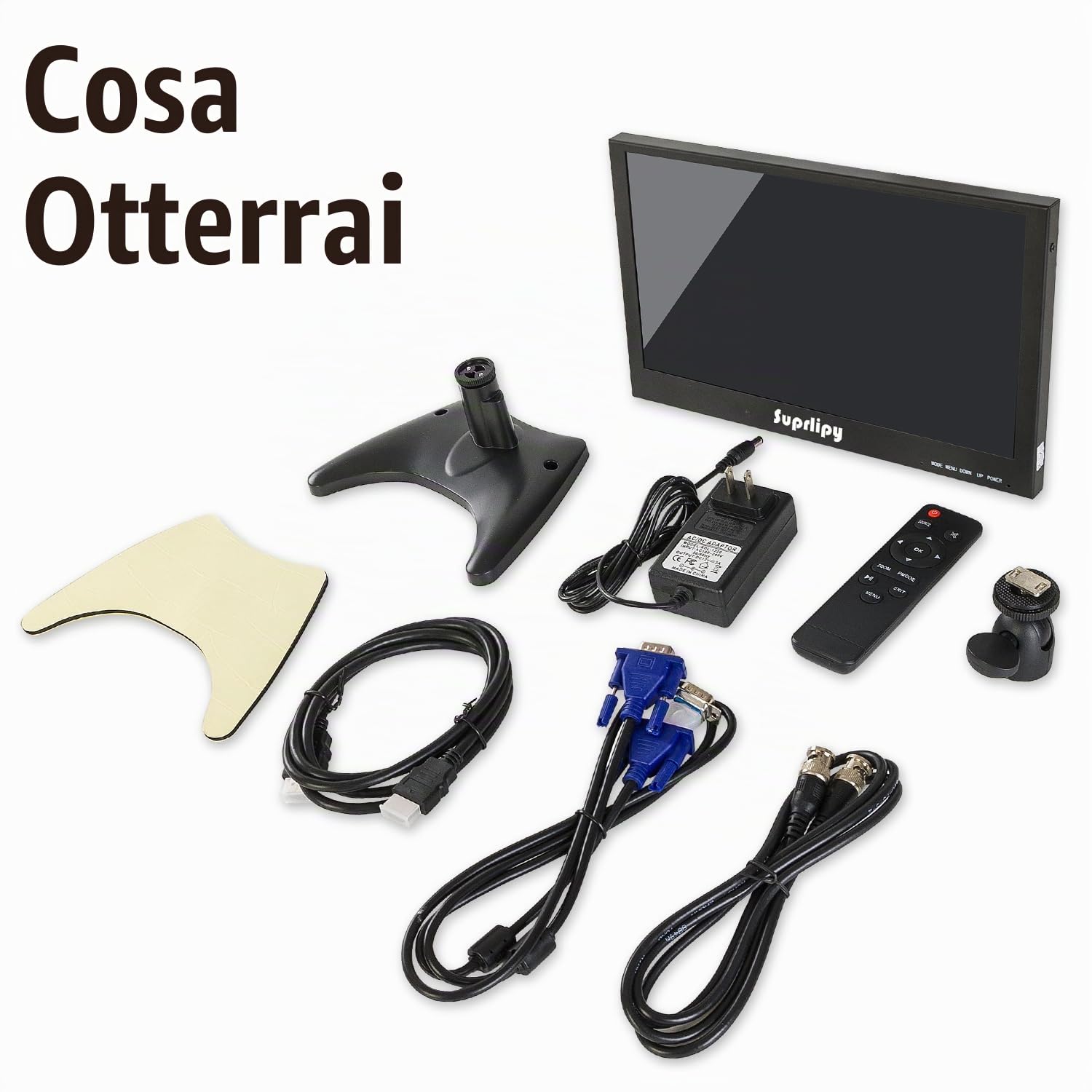 12 pollici Mini HDMI Monitor 1920x1080 16:9 IPS Alloggiamento in metallo Schermo LCD con HDMI/VGA/AV/BNC Ingresso auricolare Altoparlanti incorporati per PC CCTV Telecamera di sicurezza