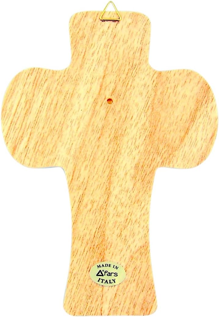 Baby and Baptismal Gifts Guardian Angels Watching Over Baby Wooden Wall Cross for Baby Nursery, 5 1/2 Inch