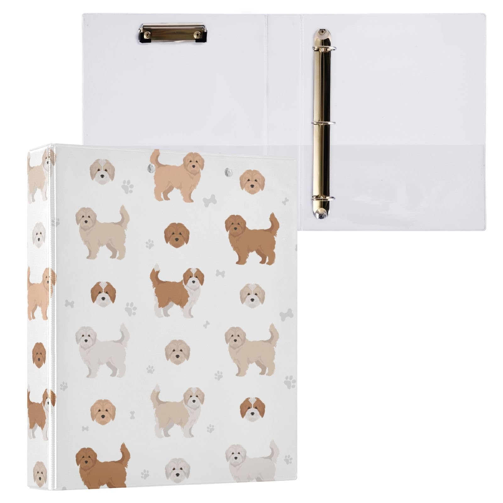 Maltipoo Dogs 3 Ring Binder 1.5 Inch Binders with Clipboard Pockets for School 3 Hole Office Binder,1 Pack