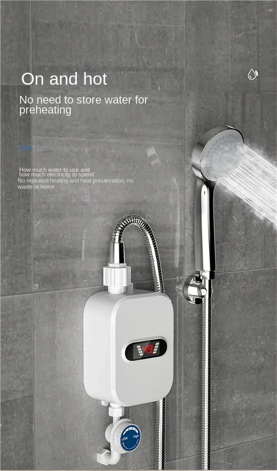 Kompaktowy podgrzewacz wody Kitchen Aid Instant Demand z głowicą prysznicową, Urządzenie przepływowe