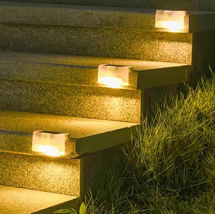 16 Pack Solar Deck Lights Outdoor, Solar Step Lights Waterproof Led Lights for Outdoor Stairs, Step, Fence, Yard, Patio, Pathway, Garden, Home, Decoration (White-Warm White, 16 Pack)