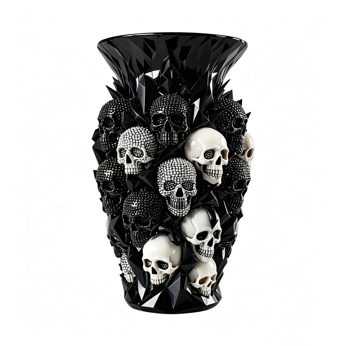 Solvixedge Black Gothic Skull Planter Resin, Gothic Vase Skull For Goth Home Decor, Decorative Skull Flower Pot For Red & Roses Fresh/Dried Blooms, Spooky Halloween Decor Accessories, Gift For Goth Lovers