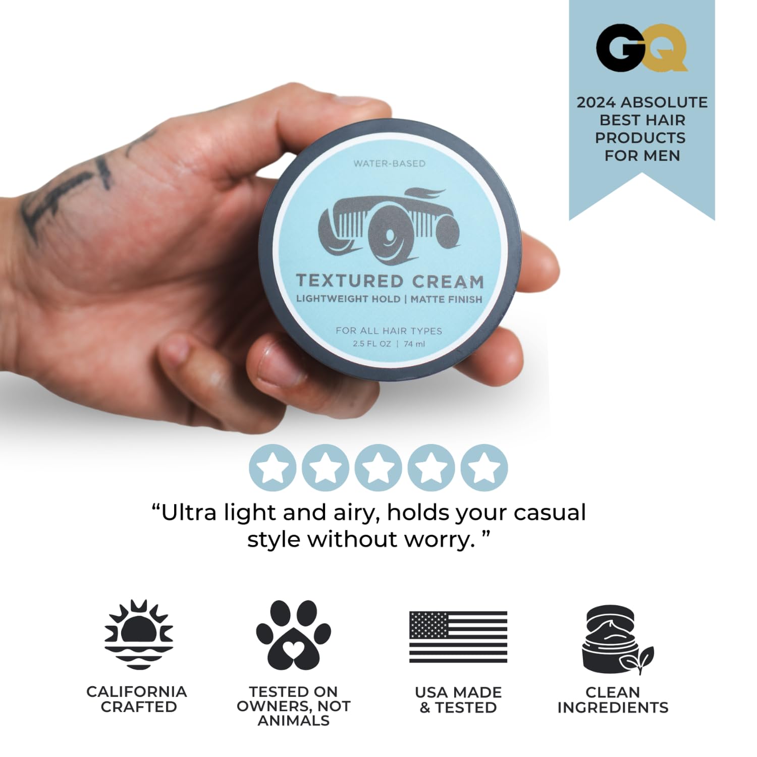 Brightside Textured Cream, Lightweight Hold Matte Finish Water Based Hair Cream For Men, For All Hair Types - Image 4