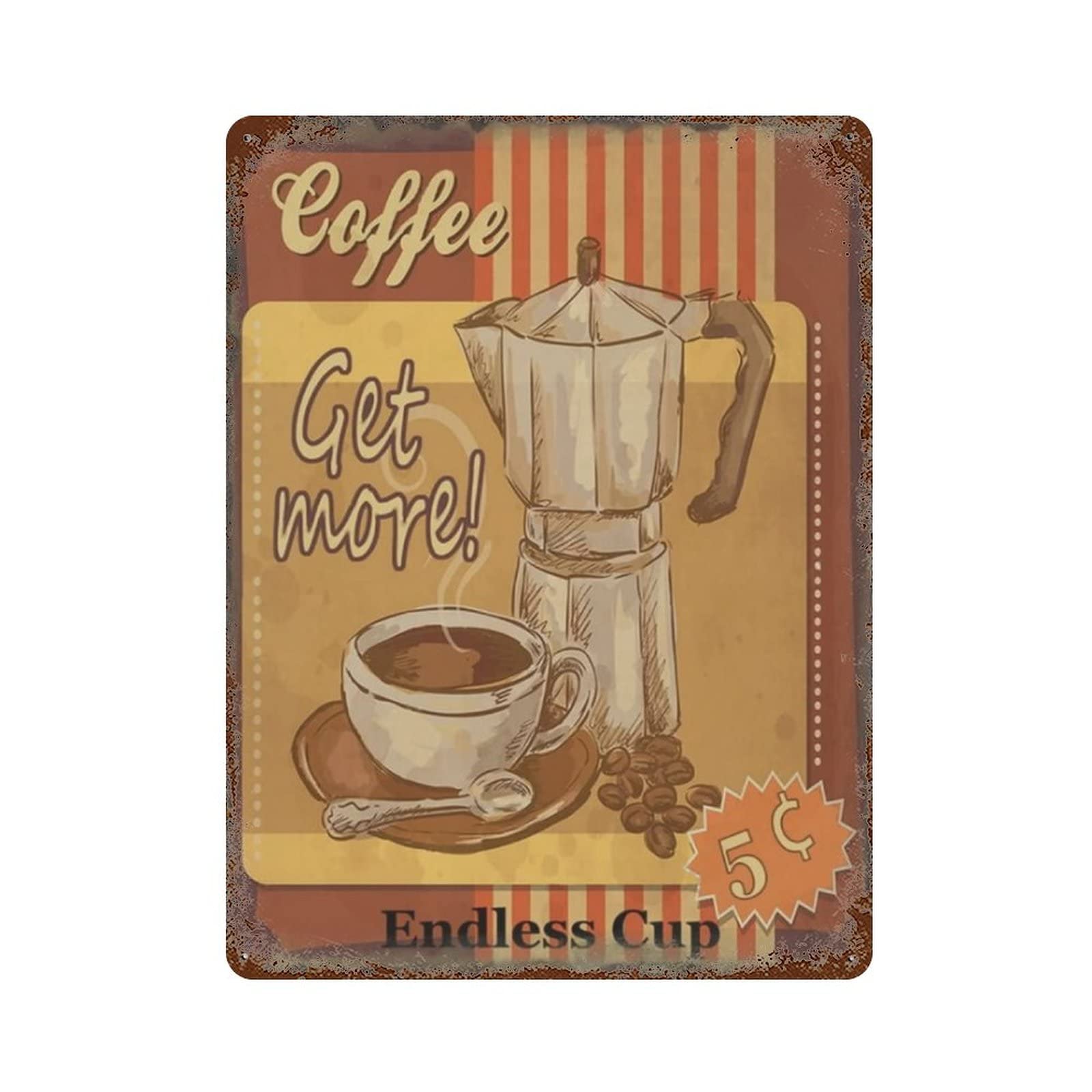 AOOEDM Coffee Vintage Metal Sign for Home Coffee Garage Wall Decor Vintage Poster Bar Signs for Home Bar Retro Metal Tin Sign