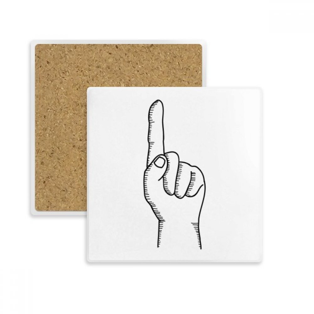 Coaster carré en pierre absorbante au motif de dessin en ligne de geste élégant