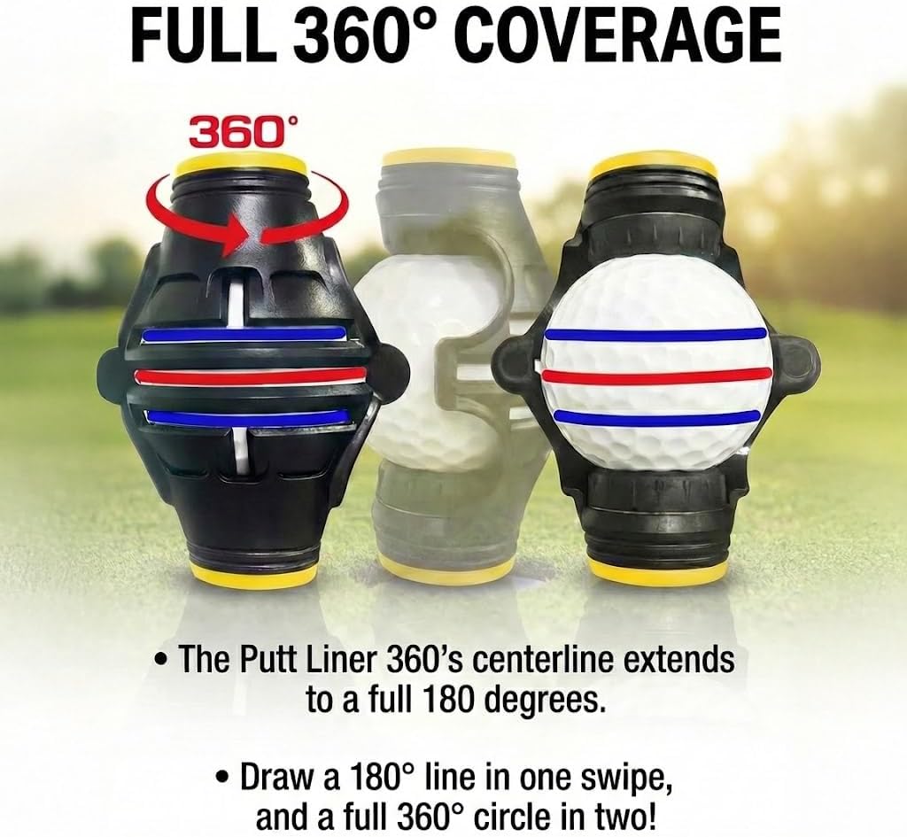 Putt Liner 360 Golf Ball Marker | 360 Degree Line Drawing Alignment Accessory Tool Identification Multicolor Triple Line Golf Gift Premium Quality image 2