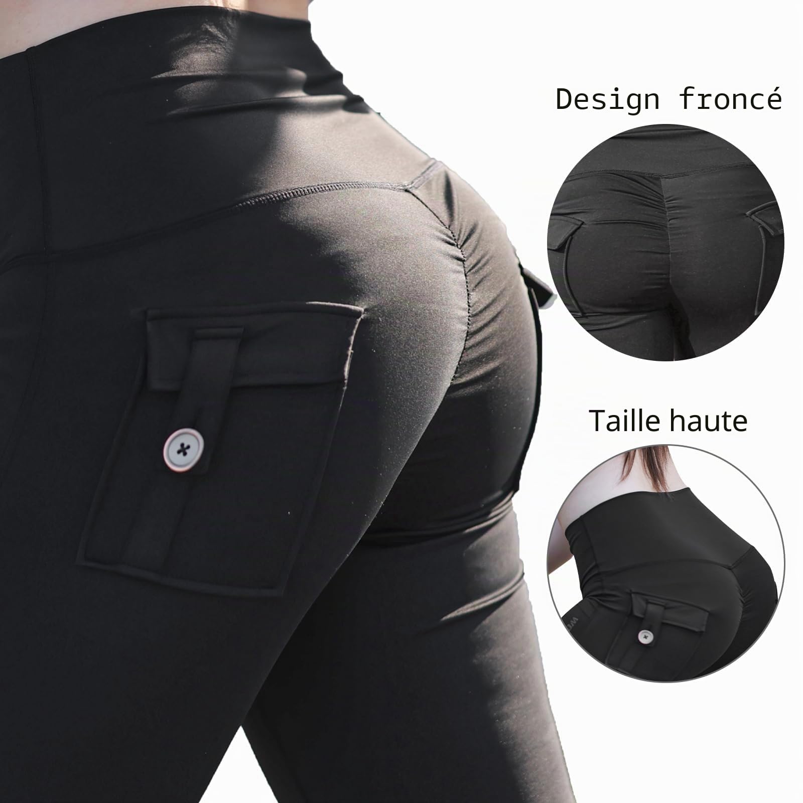 Pantalon de moto pour femme, legging cargo de yoga protecteur avec protections CE, collant extensible taille haute avec genouillères amovibles pour motos sportives trajets urbains