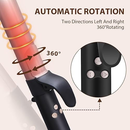 Miniatura 2 de MQUPIN Rizador giratorio de 1 pulgada de onda automática profesional para mujeres, rizadores de pelo de calentamiento rápido de doble voltaje de