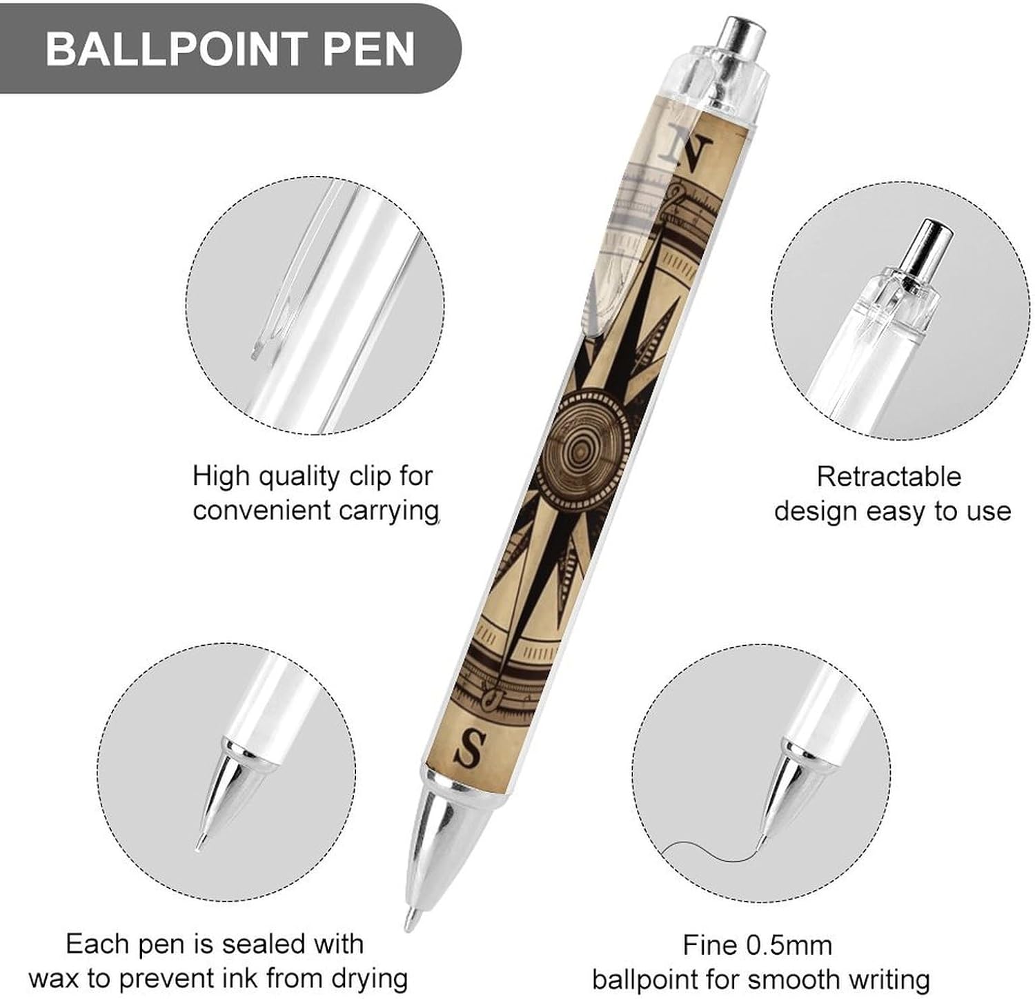 Ballpoint Pens Quick Dry Black Ink Pens Retractable Gel Pens,0.5mm image 3