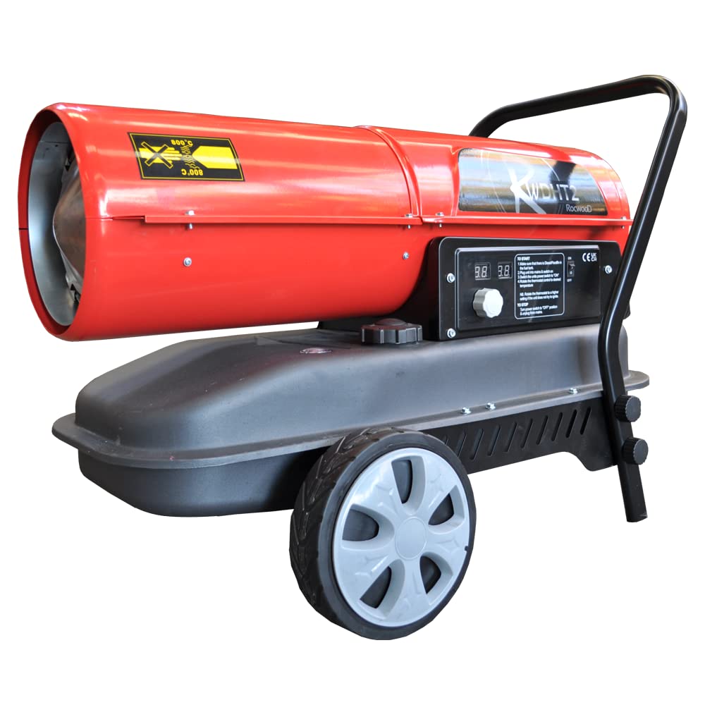 Diesel Heater Kerosene Space 38L 30kW RocwooD 100 000 BTU Adjustable  Thermostat Portable Wheeled Home Office Garage Workshop Warehouse  Greenhouse Building Site : Amazon.co.uk: Garden