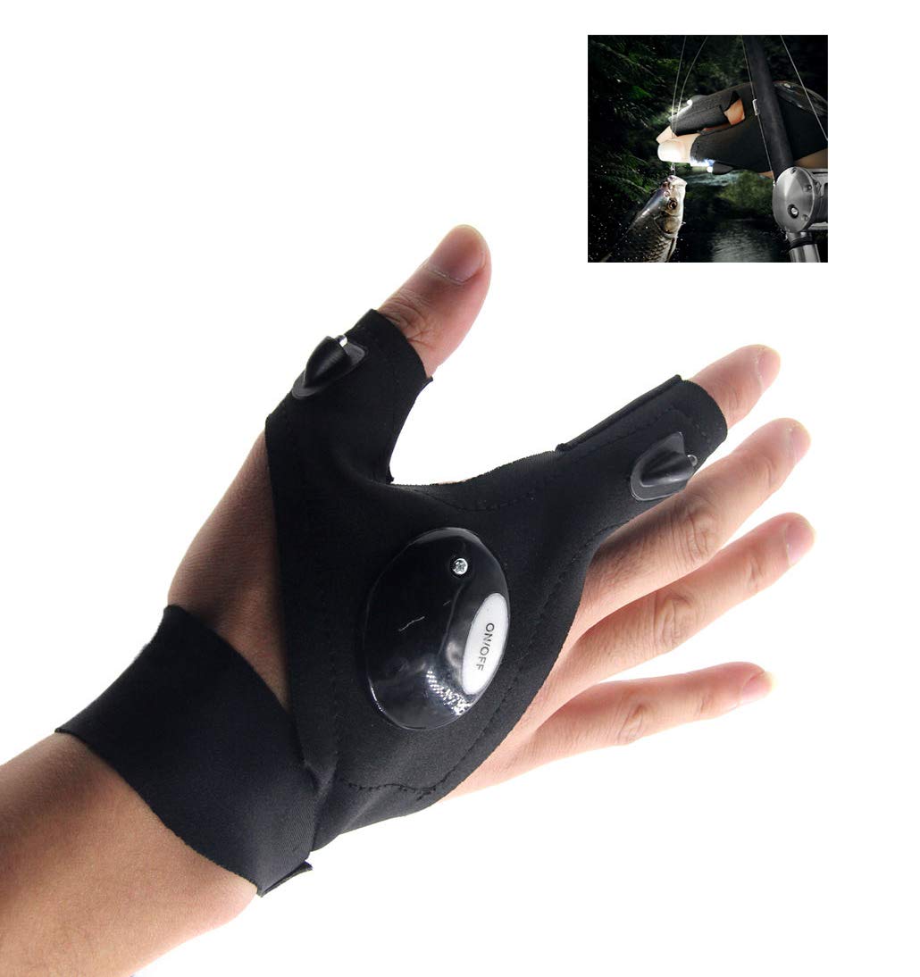 Futaba Fishing Strap Fingerless LED Glove Flashlight Torch - Left 2