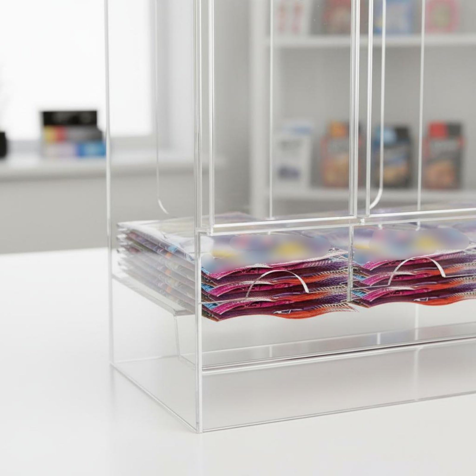 Organizador Cartas Acrílico Compartimentos Interiores Expositor Cartas Coleccionables Apilable Almacenaje para Escritorio , Organizador De Tres Compartimentos