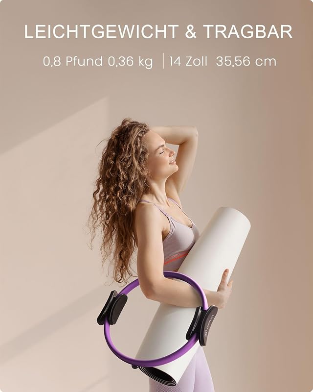 Set inel Pilates LIONSCOOL 35cm Magic Circle cu mâner dublu
