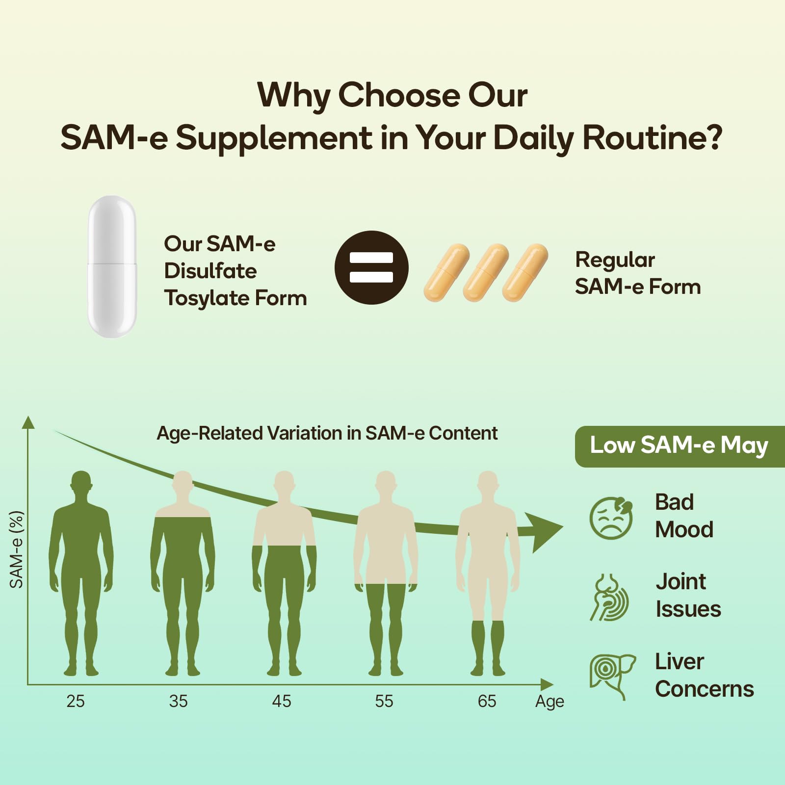 SAM-e Supplement – Capsule Complex with Ashwagandha Extract, L-Theanine, Rhodiola, St. John’s Wort, Omega-3 Fatty Acids, Magnesium, B Vitamins & D3, 60 Capsules — Amazon image 2