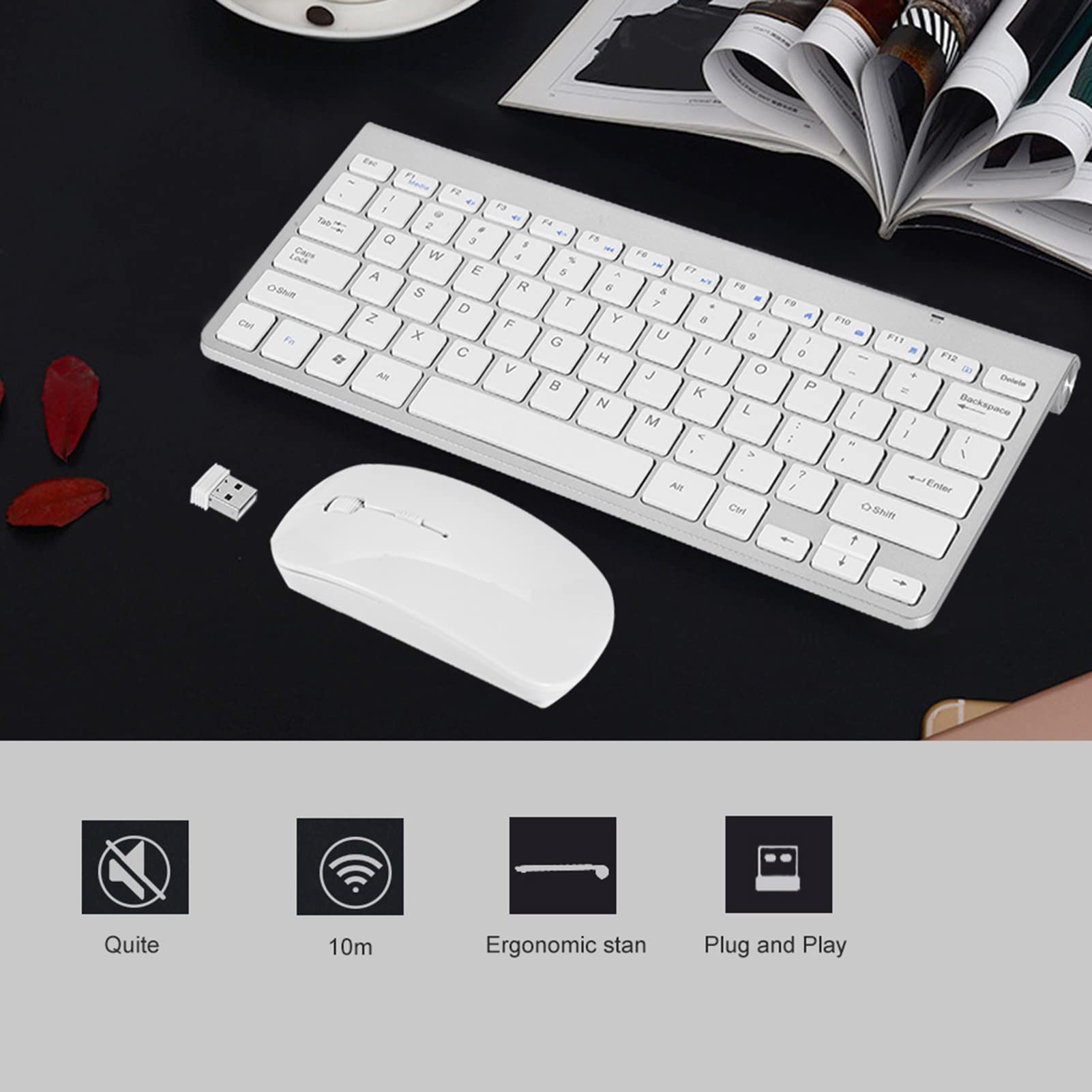 Ciciglow Wireless Mouse And Keyboard Combo, Quiet 2.4G Wireless