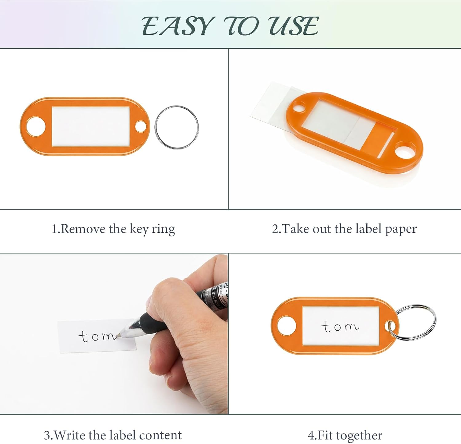 30 Pcs Plastic Key Tags with Labels, Key Labels with Window and Split Ring for Keys, Luggage, ID Name, Home Office Organization, Gifts & Favors (Assorted Colors) image 4