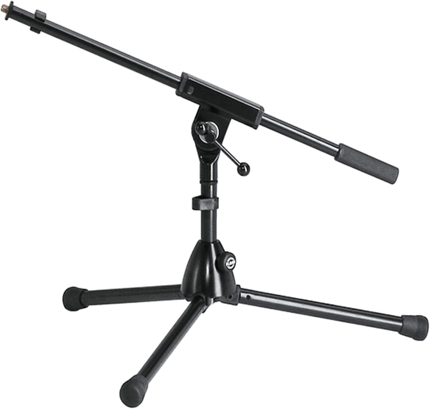 K&M - Konig & Meyer 25950.500.55 - Very Low Level Microphone Compact Stand - 2-piece Telescopic Boom Arm - Zinc Die-Cast Base - Professional Grade For All Musicians - German Made - Black