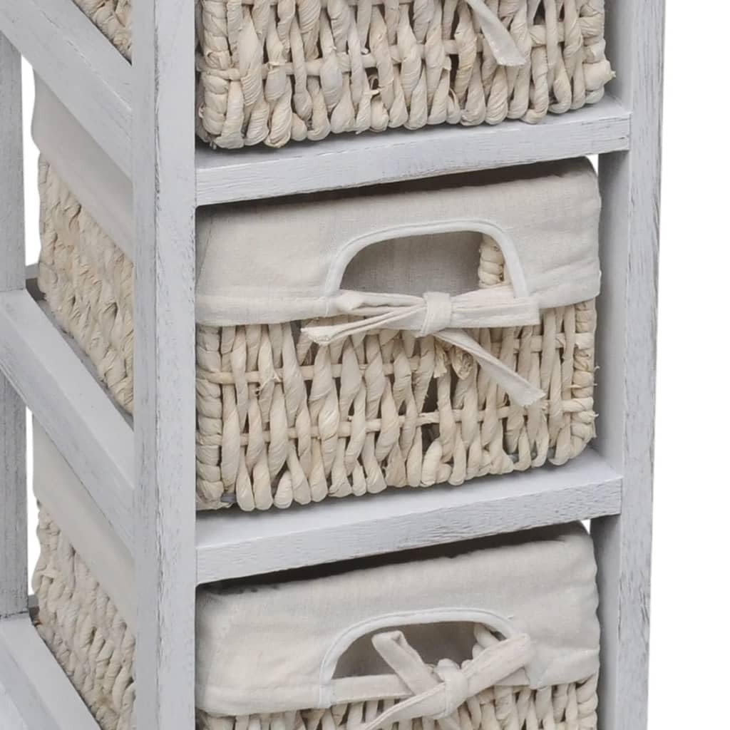 vidaXL Étagère de Rangement en Bois 3 paniers en Tissage Blanc