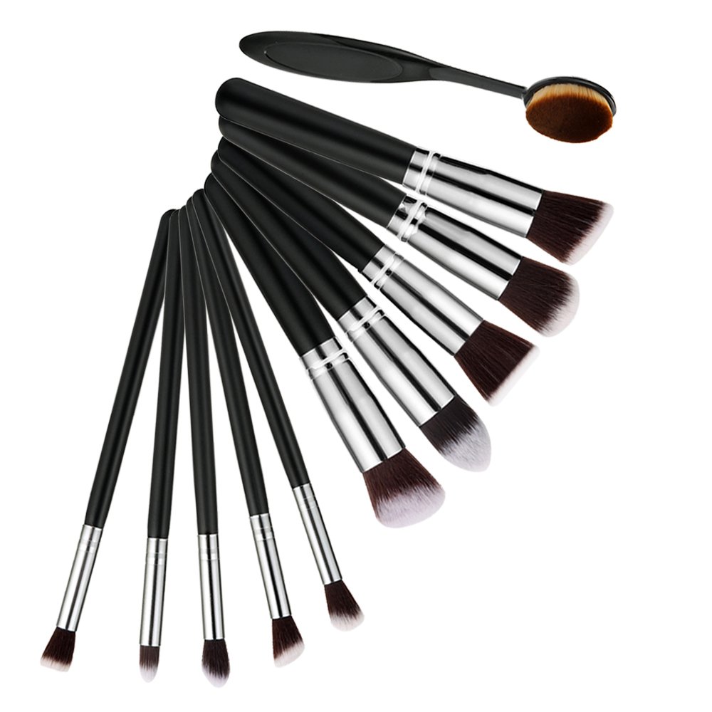 Makeup Brushes Sets, 11pcs Synthetic Kabuki Makeup Foundation Eyeliner Blush Contour Brushes for Powder Cream Concealer Brush Kit-Professional makeup brush set