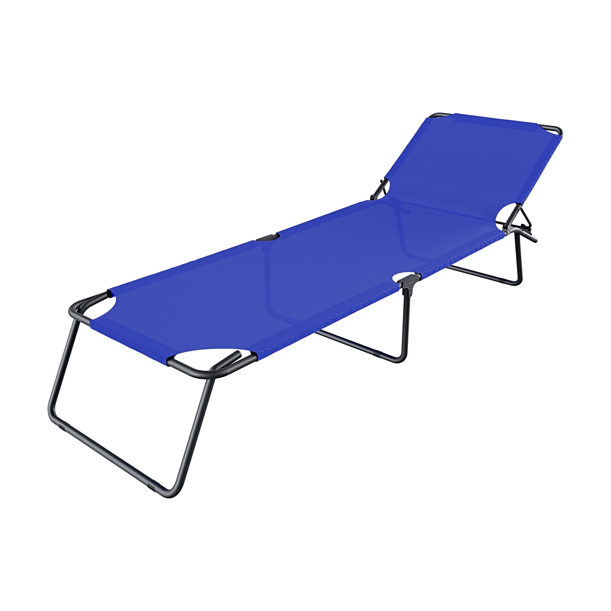 Arreditaly Lettino Pieghevole Prendisole Senza Tettuccio Parasole Schienale Reclinabile Regolabile Struttura In Metallo Sedia Sdraio Per Spiaggia Mare Giardino Piscina 187 x 53 x 24 Cm (Blue)