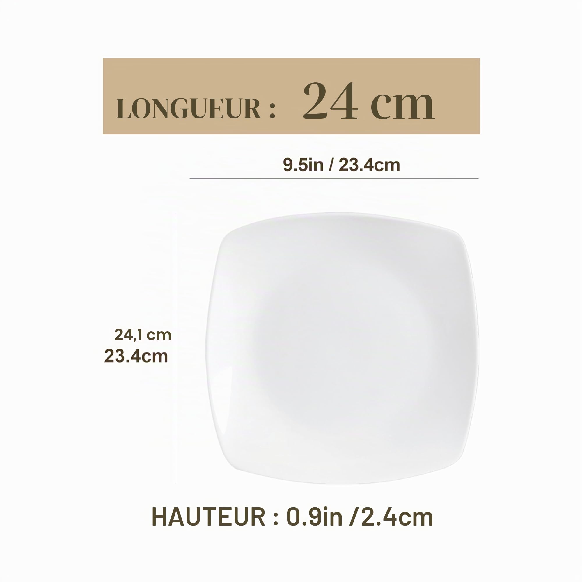 MALACASA Série JULIA Assiettes Plates pour 24 Personnes, Ø 23 cm, Assiettes Blanches en Porcelaine, Compatibles avec le lave-vaisselle et le micro-ondes, Service Vaisselle 24 Personnes