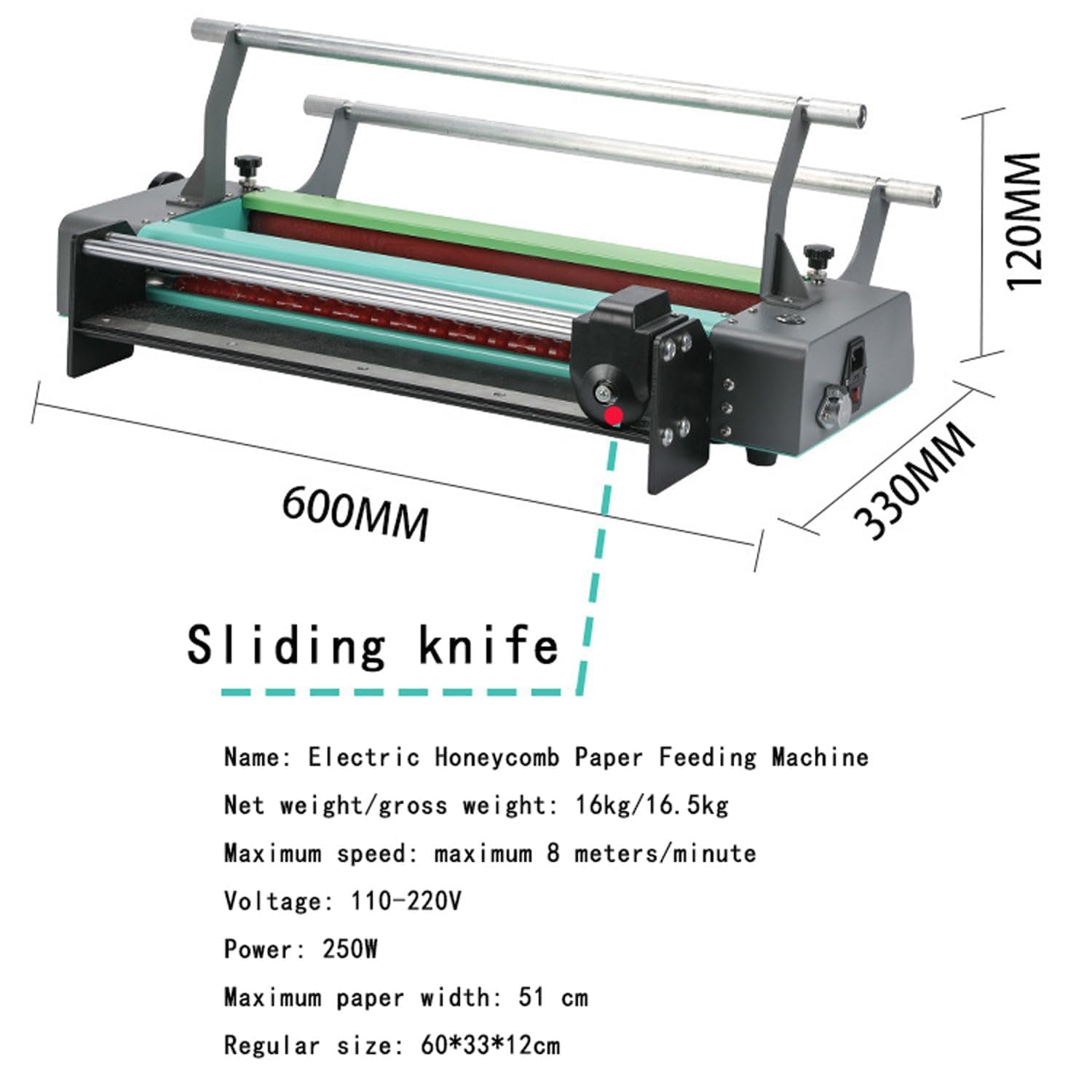 Distributeur de Rouleaux de Papier d'emballage en nid d'abeille, Vitesse 8 m/Min Machine d'étirement de Papier en nid d'abeille électrique, avec 2 Modes de Fonctionnement