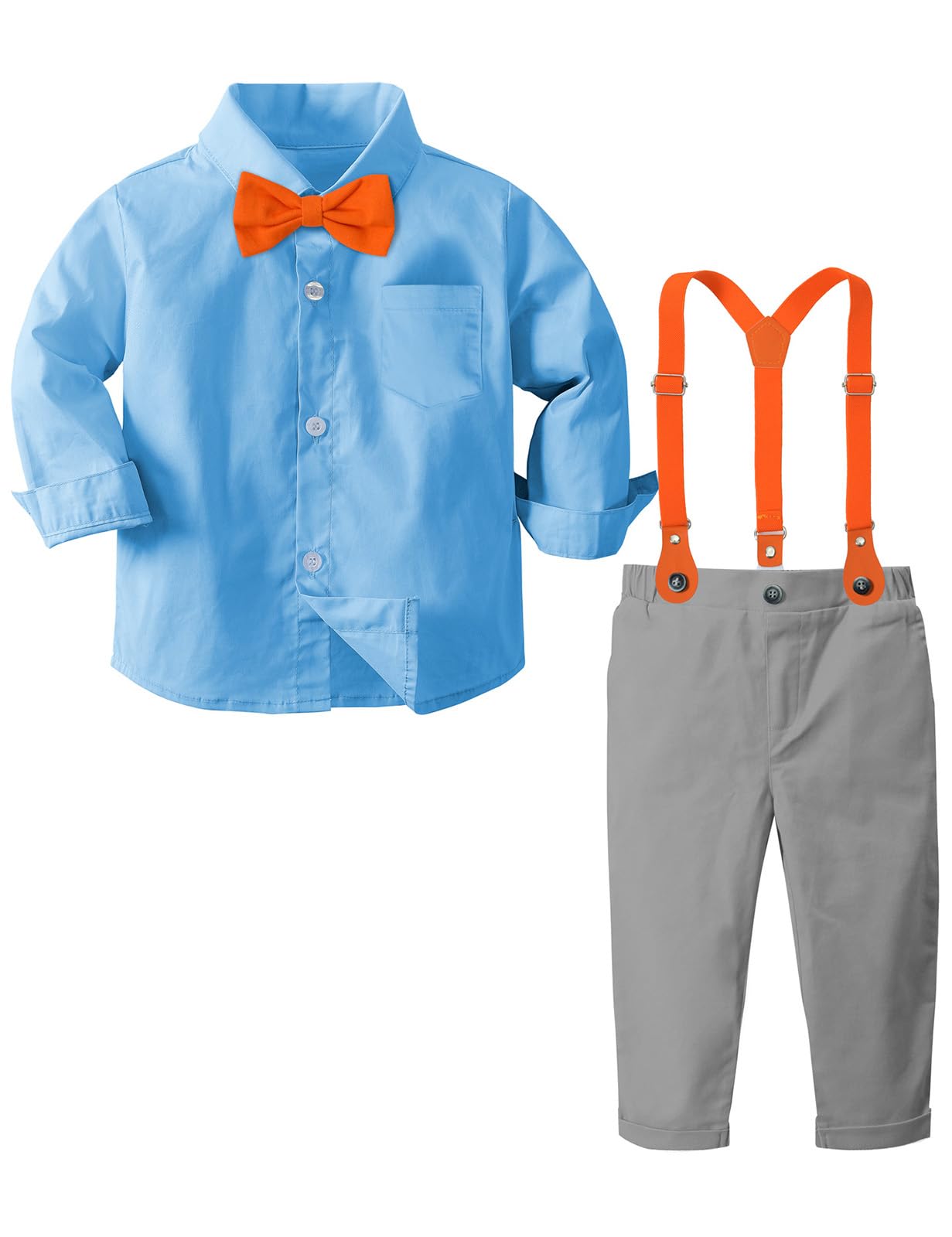 Baby Boy Outfit Toddler Birthday Suit Kids Blue and Grey Clothes 4-5 Years