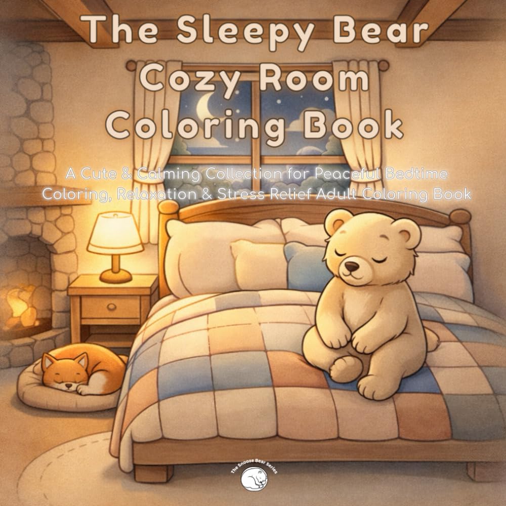 The Sleepy Bear Cozy Room Coloring Book: A Cute & Calming Collection for Peaceful Bedtime Coloring, Relaxation & Stress Relief (Adult Coloring Book)