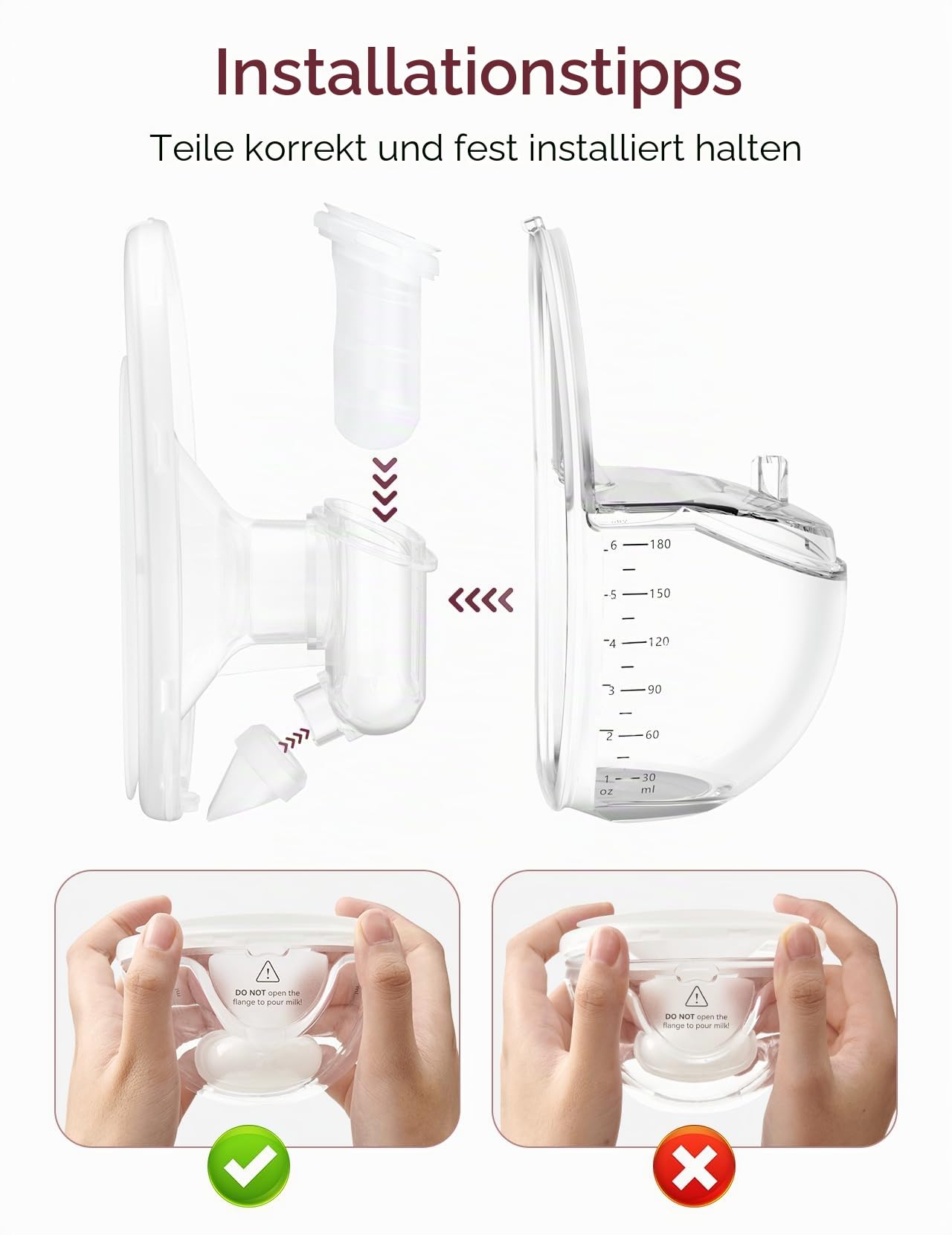Momcozy Komplettset Auffangbecher nur kompatibel mit Momcozy Mobile Style | M6. Original Mobile Style | Ersatzzubehör für Milchpumpe M6