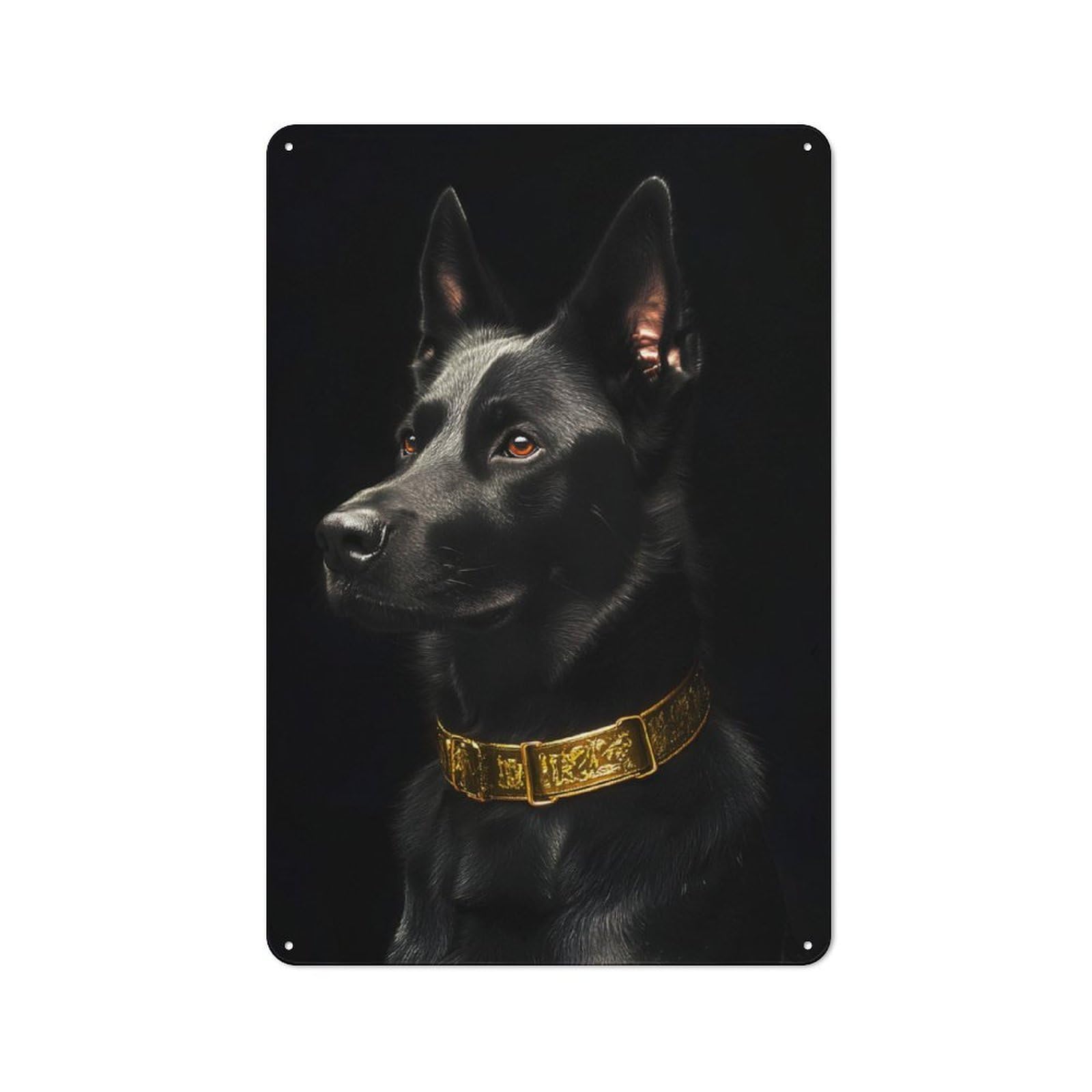 Junmoney Black & Gold Belgian Malinois Tin Sign 30X20cm With For Pub Or Café, Rustic Decor, For Kitchen, Dining Room And Home Bar Wall Decor