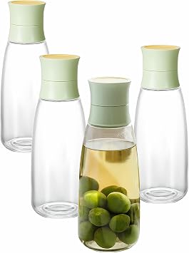 Glass Juice Bottles with Sealing Lids, 4 Pack Reusable Clear Glass Carafe, 34 oz Glass Jars for Juicing, Refrigerator, Smoothies, Infused Water, Beverage Storage. Green