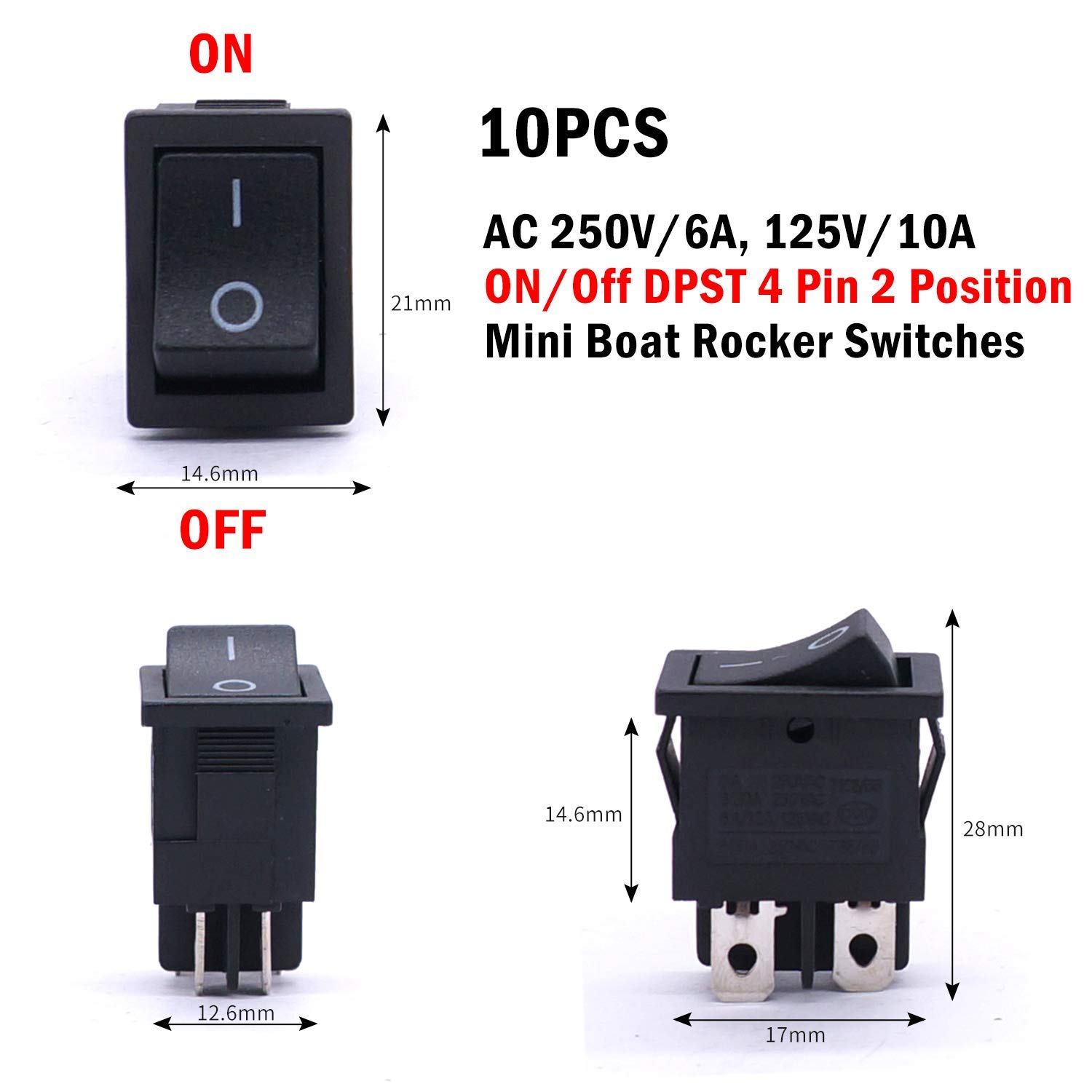 Amazon.co.jp: TWTADE / 10個AC 250V / 6A、125V / 10A