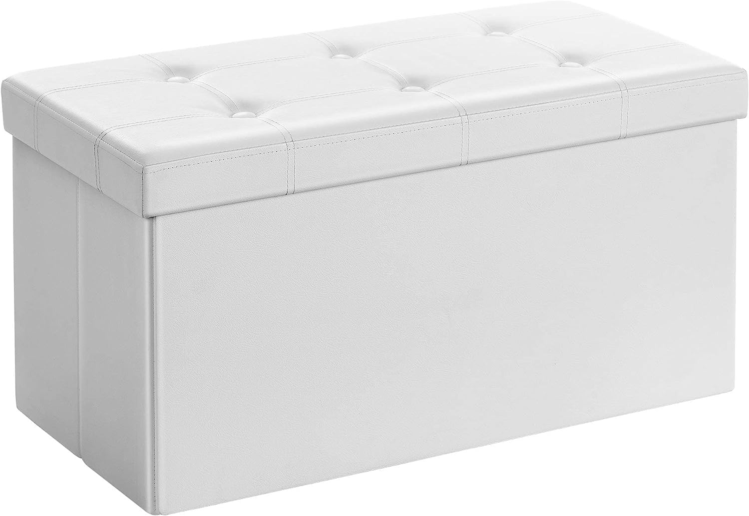 BOLLI Pouf avec Espace de Rangement 76x38x38 cm, Canapé Pouf avec Coffre de Rangement, Repose-Pieds en Forme de Cube avec Couvercle Rembo -Blanc