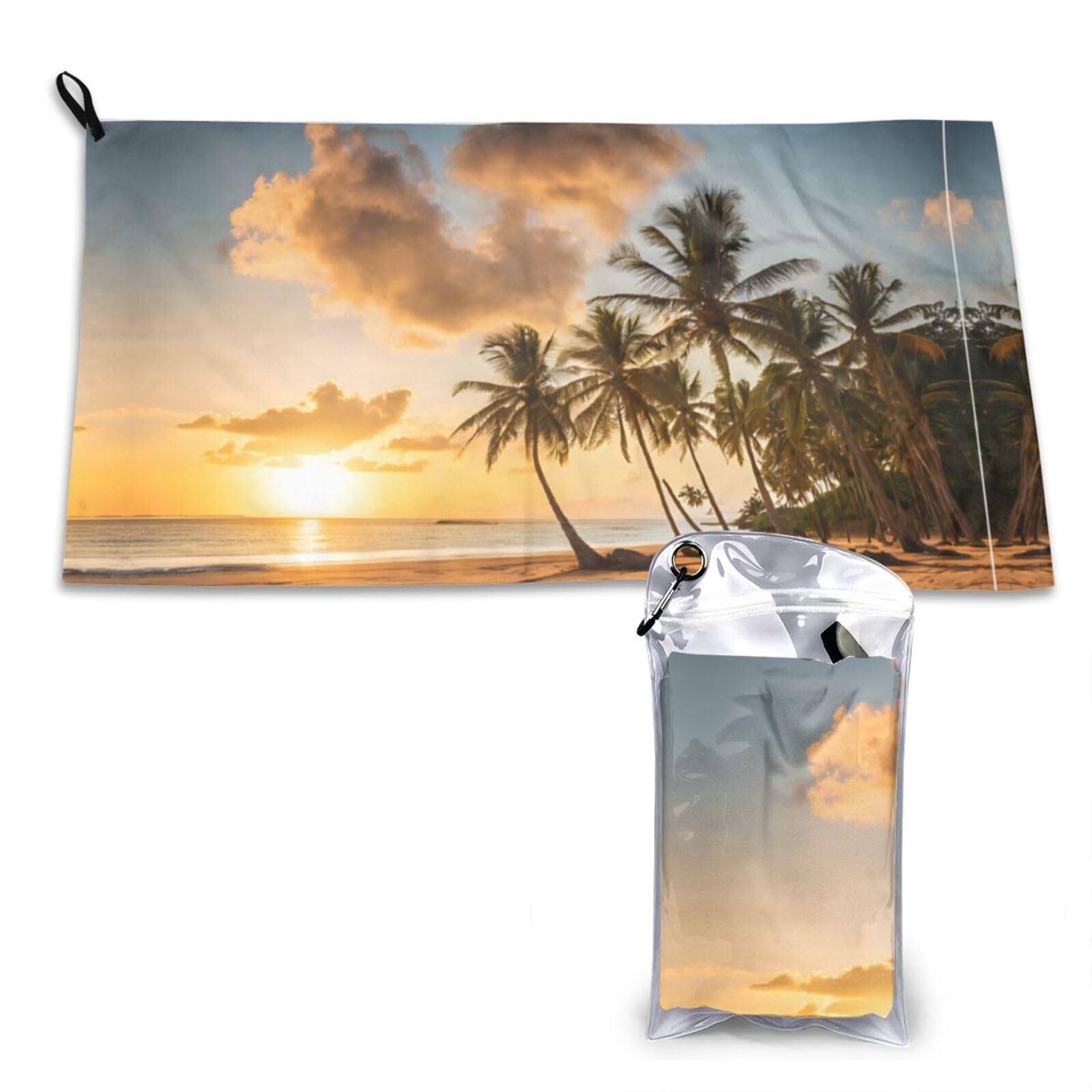 WXWJSHMGC Sunset Hawaiian Palm Tree Print Cooling Towel, Gym Towel,Cooling Towels For Neck, Soft Breathable Travel Cool Towel,Sports Towels For Gym,Camping