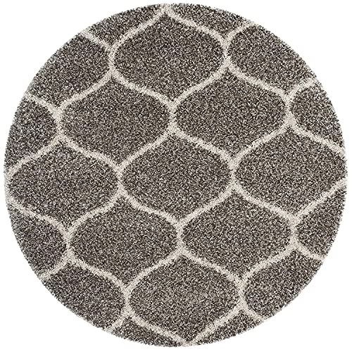 Image of Handwoven Microfibre 3D Rug for Living Room (Ivory & Grey Moroccan, 3 X 3 Feet (Round), Microfibre)