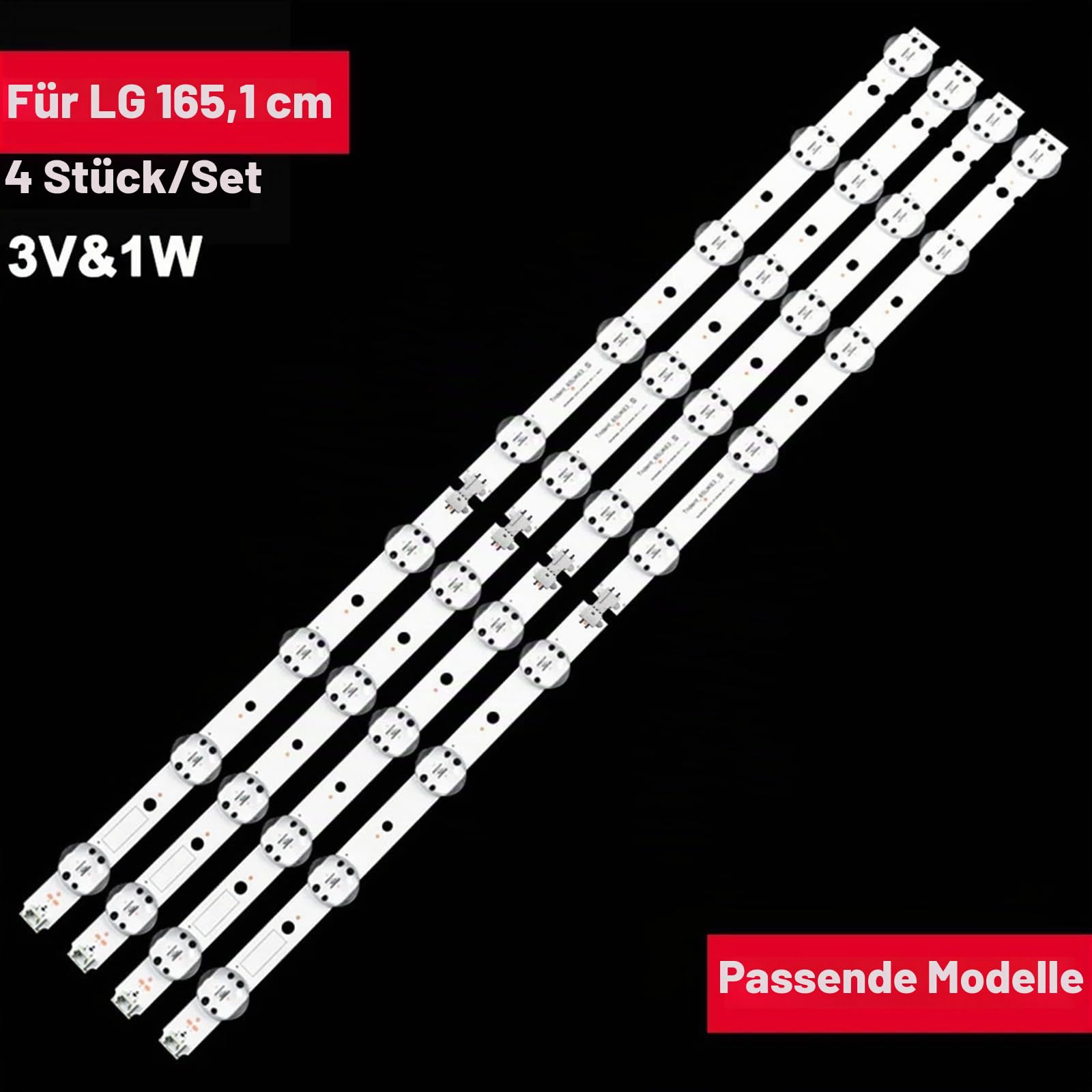 4 Stück TV-LED-Hintergrundbeleuchtung, kompatibel mit LG 65 Zoll SSC_65UK63_9LED_SVL650AS48A95_REV 65UK6300 65UK6400 65UK6470PLC 65UK6400PLF 65UK6300P