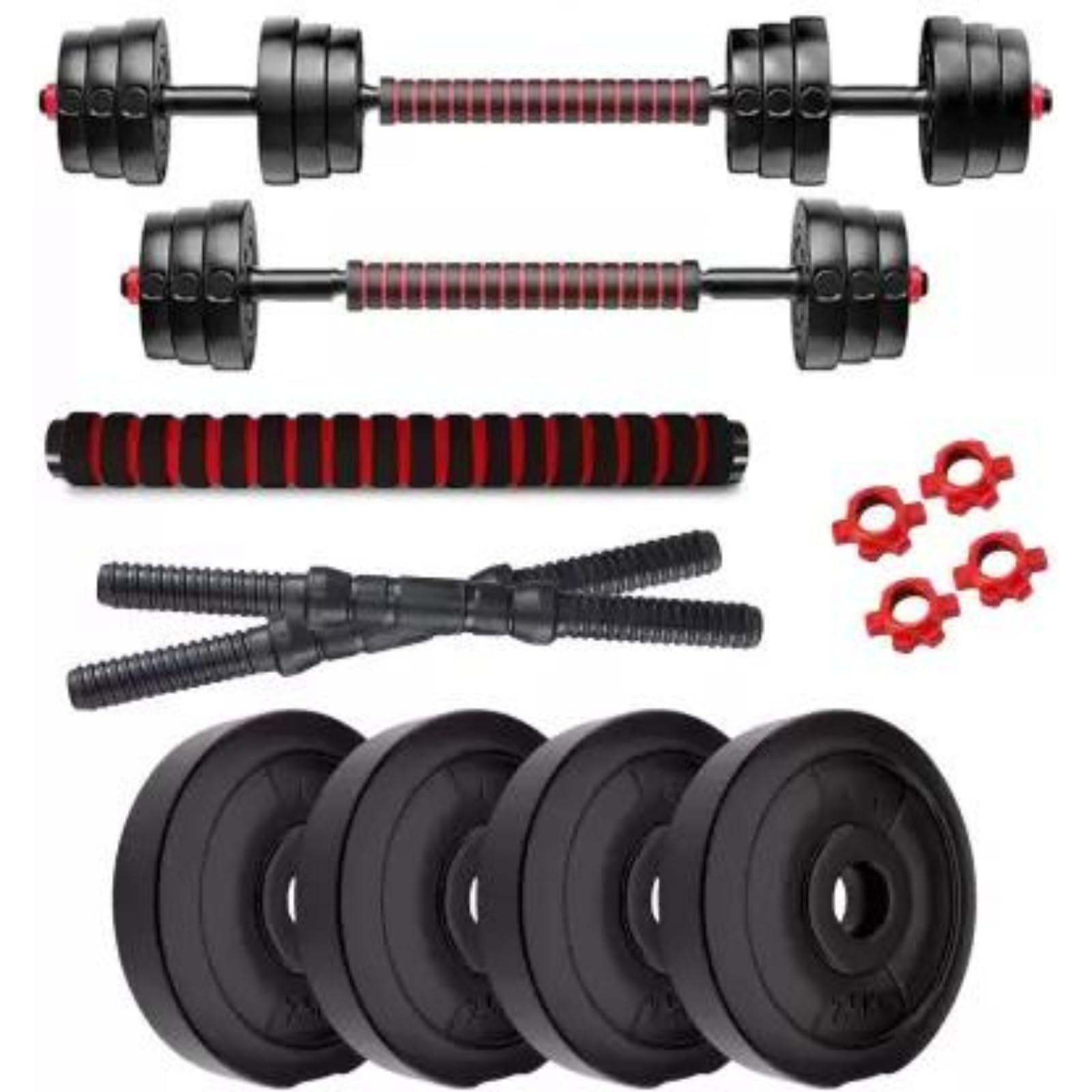 3-in-1 Convertible Dumbbell Set and Fitness Kit– Whole Body Workout for Men and Women, Black-Red (10) (B0DH2NYRKD) Amazon Price History, Amazon Price Tracker