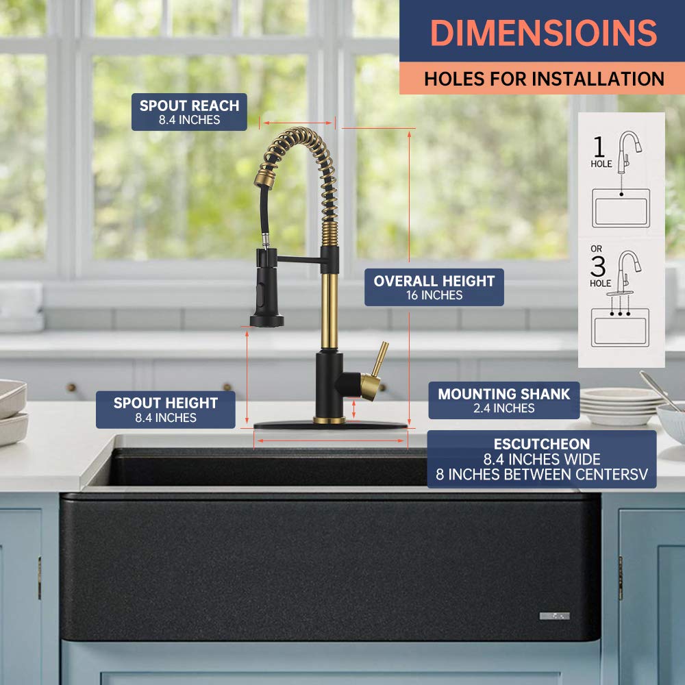 Touchless Kitchen Spring Faucet with Pull Down Sprayer, ARRISEA Touch