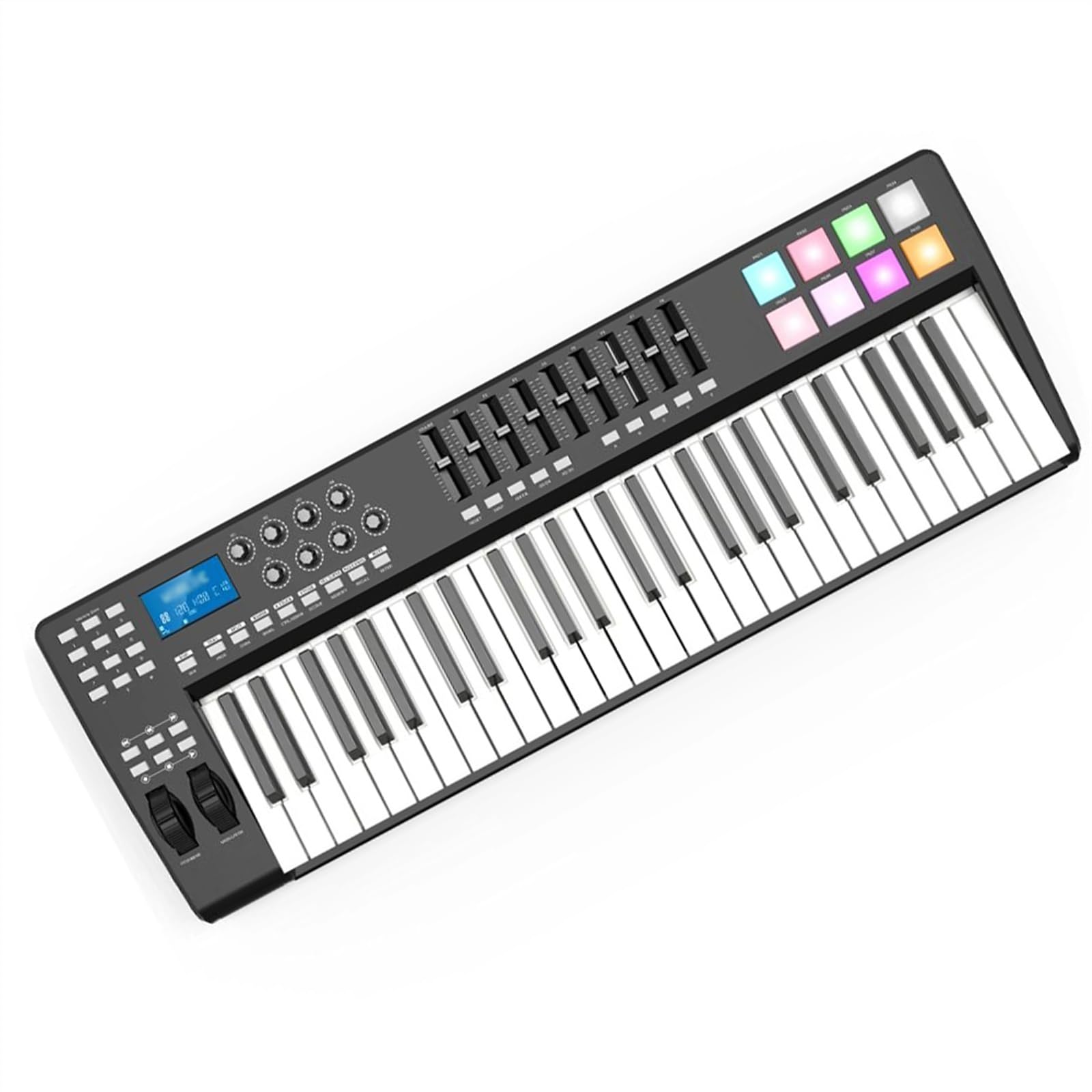Tragbares 49-Tasten-USB-Tastatur-Controller-Instrument, 8 Bunte RGB-Hintergrundbeleuchtungspads Mit USB-Kabel Keyboard-Klavier für Anfänger