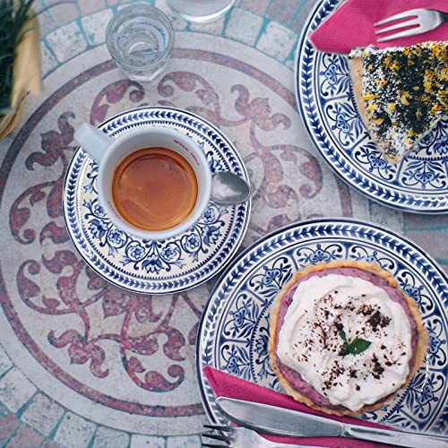 Sonemone Blue Floral Dessert Plates, Set Of 6, 6 Inch Small Appetizer Plates, For Cake, Snacks, Ice Cream, Side Dish, Ceramic, Microwave & Dishwasher Safe #TOP2