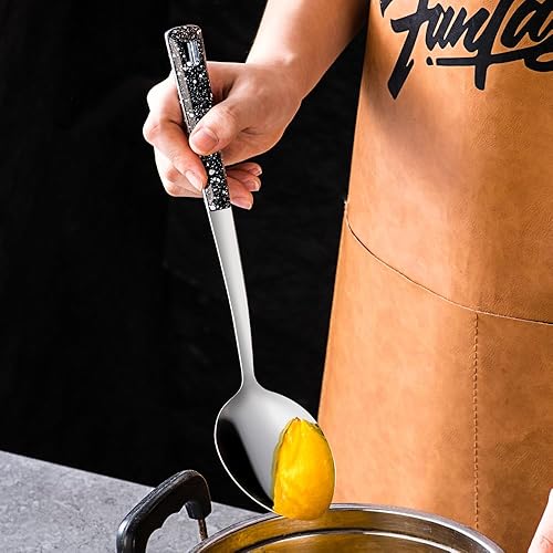 Miniatura 6 de Utensilios de metal de acero inoxidable para servir, juego de cucharas para servir, cucharas ranuradas y pinzas para servir. Tenedor para servir,